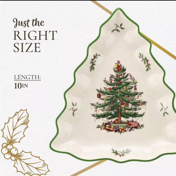 Spode  Dish Spode Christmas Tree Collection Tree Shaped Dish, 10-Inch - Picture 3 of 3